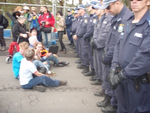 Activist from all generations approached the police line